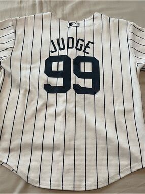 Aaron Judge #99 New York Yankees Pinstripe Baseball Jersey Majestic Kids Size 7